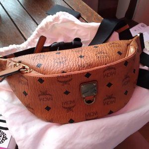 MCM Visetos Belt Bag in Cognac - Small